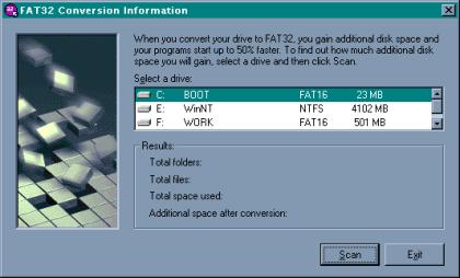 conversions possibles dans votre programme Windows 98